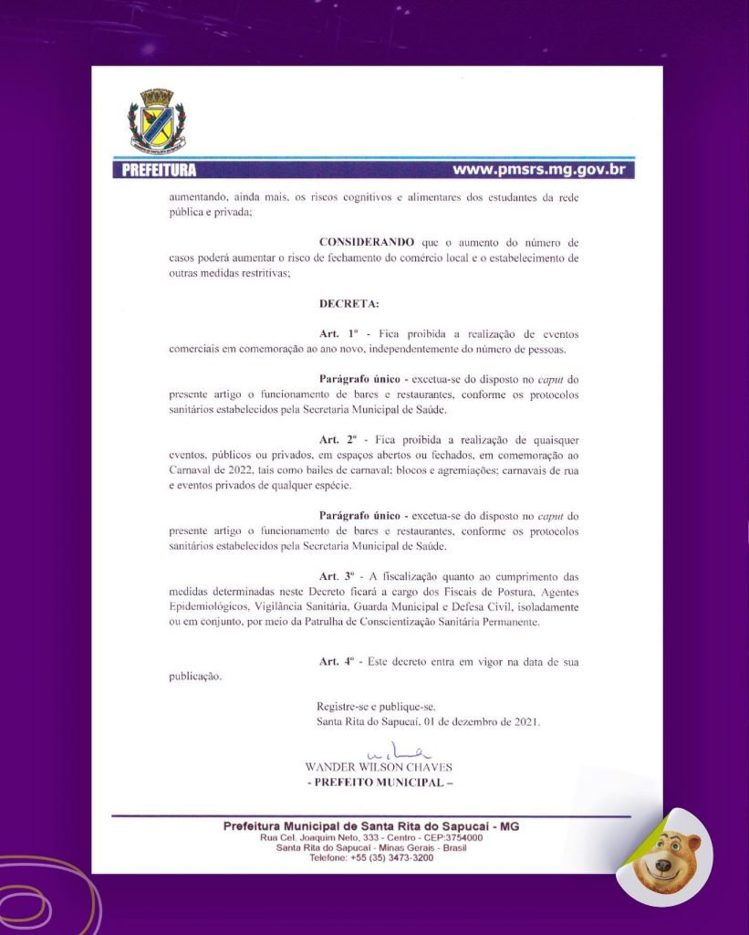 Boletim Epidemiológico de Santa Rita do Sapucaí, 15 de agosto de 2022 -  Prefeitura Municipal de Santa Rita do Sapucaí